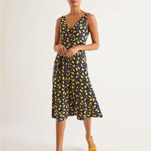 Boden Effie Jersey Dress Navy with Fruit